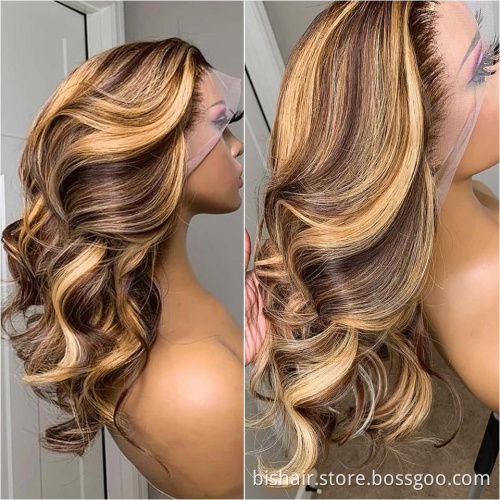 Black Lady 4/27 Wavy Human Hair Wig Brazil 100% Real Hair Lace Front Real Real Wig Closed Pre-Pulled 13x4T Remy Wholesaler